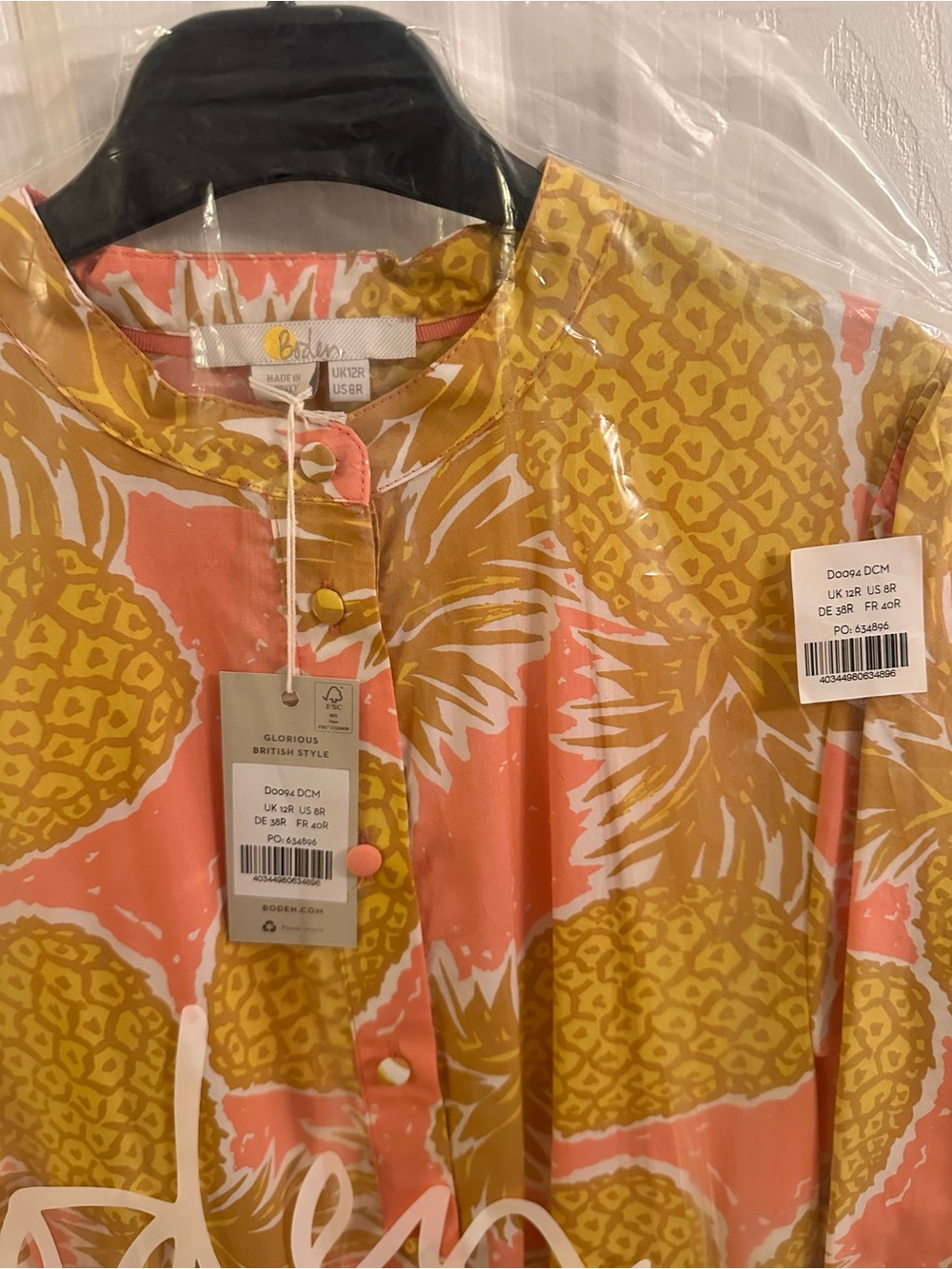 NWT Boden Pineapple Print Maxi Dress- US 8 - Picture 5 of 7